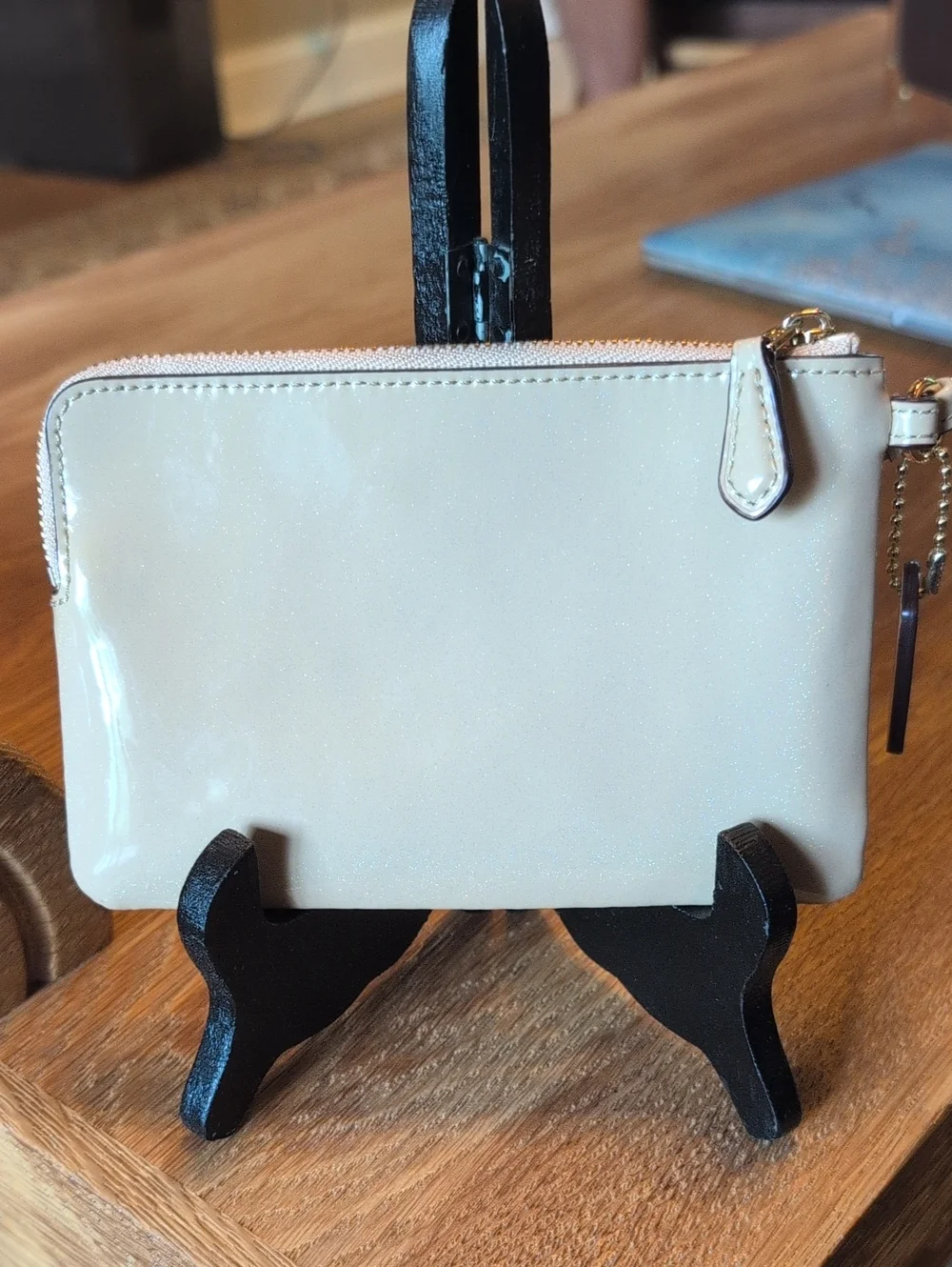 Coach Patent Wristlet in Light Beige with Gold Hardware NWOT